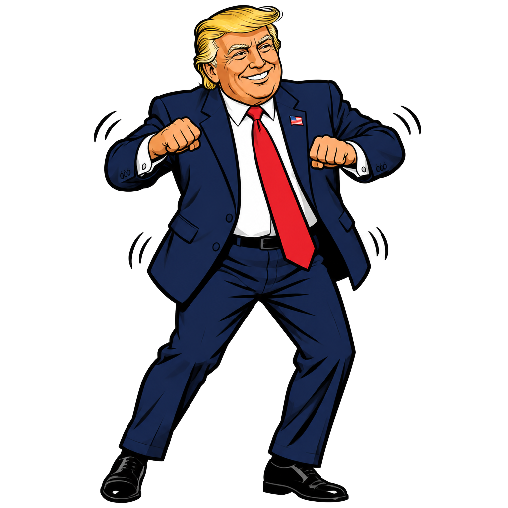 Cartoon Trump doing his signature rally dance